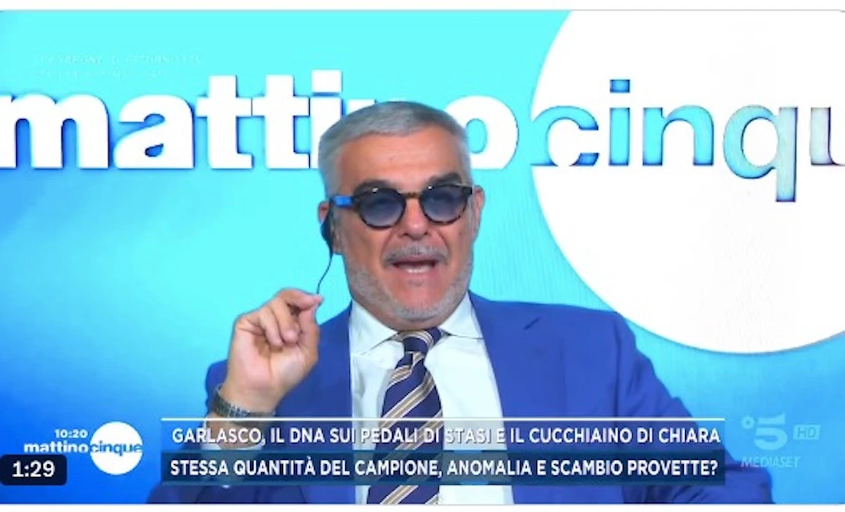 Mattino Cinque, ospite in studio durante il dibattito sul caso Garlasco