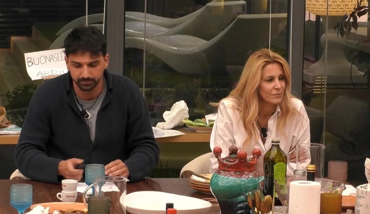 Alessandra Mussolini nella Casa del Grande Fratello Vip durante la discussione