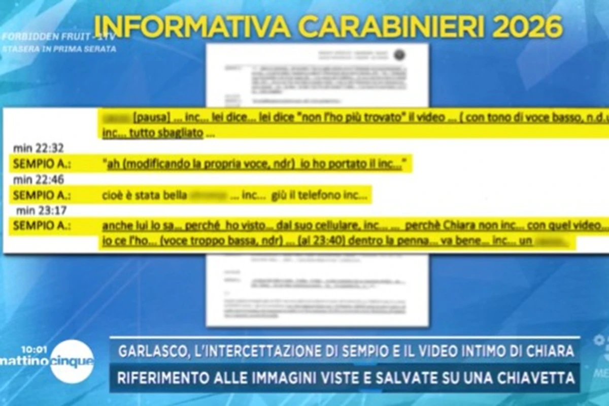 Mattino Cinque: immagine della puntata in cui si parla delle intercettazioni su Andrea Sempio