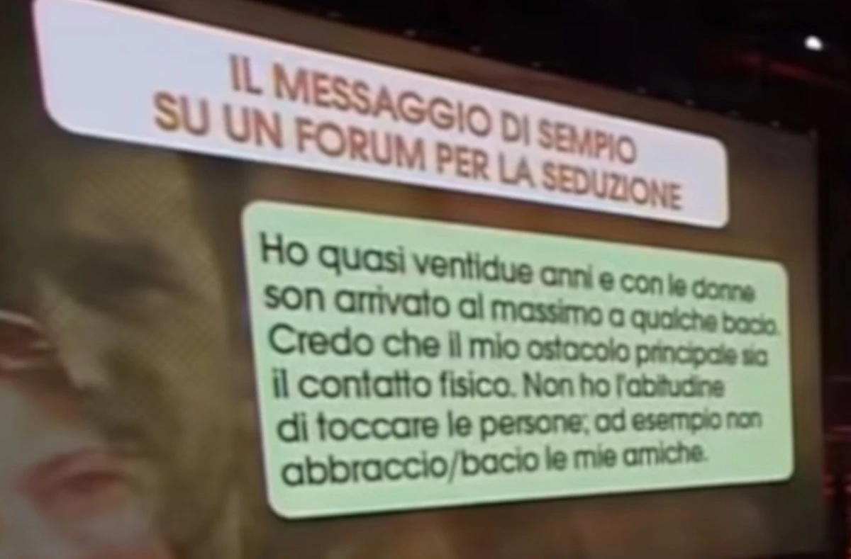 Screenshot del messaggio attribuito ad Andrea Sempio mostrato a Quarto Grado