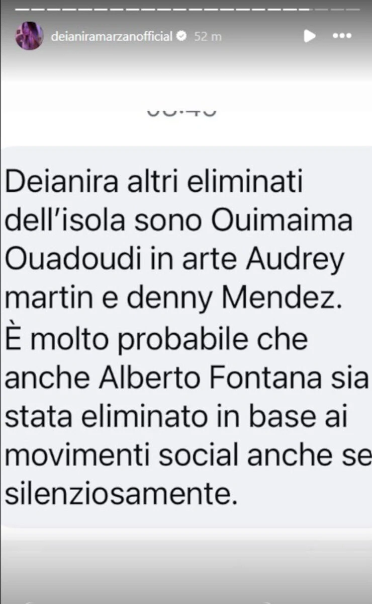 Screenshot delle Instagram Stories di Deianira Marzano