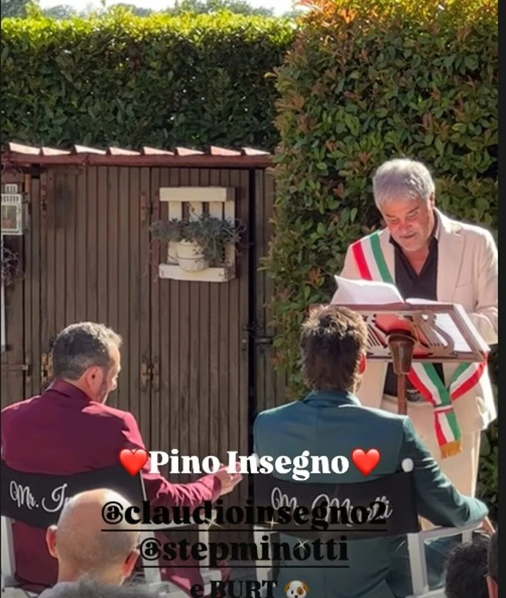 Pino Insegno con Claudio Insegno durante la cerimonia