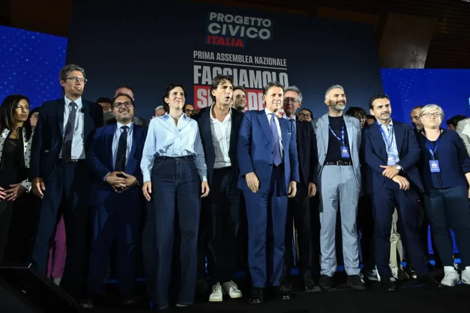 Alessandro Onorato, Elly Schlein, Giuseppe Conte e Riccardo Magi al confronto sul campo largo
