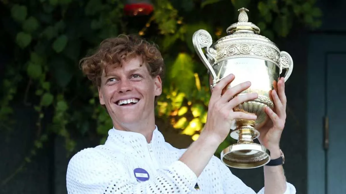 Jannik Sinner dopo la vittoria a Wimbledon