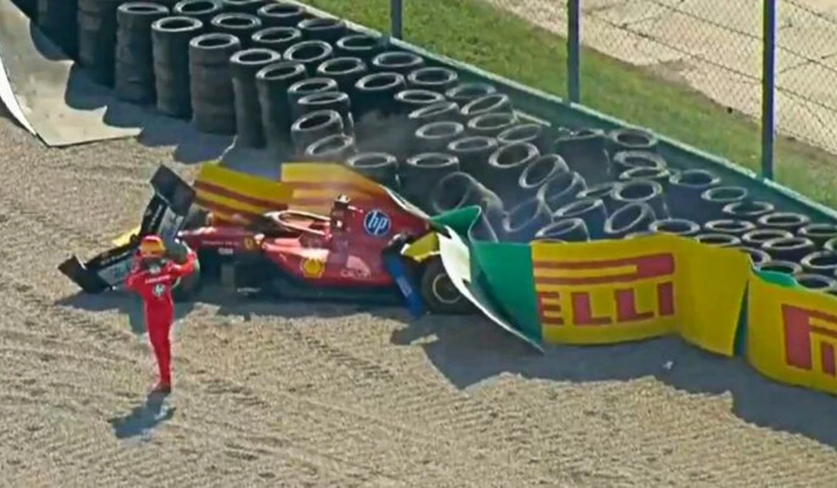 Charles Leclerc distrugge la Ferrari a Monza, bandiera rossa al secondo giro